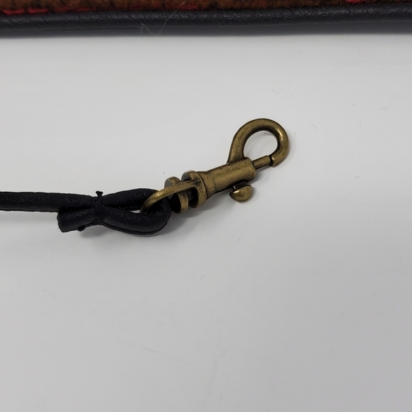 O'NEILL RED TAN WOVEN FABRIC FAUX LEATHER MINI BAG WRISTLET BRASS STUDS BOHO Y2K - Picture 13 of 15